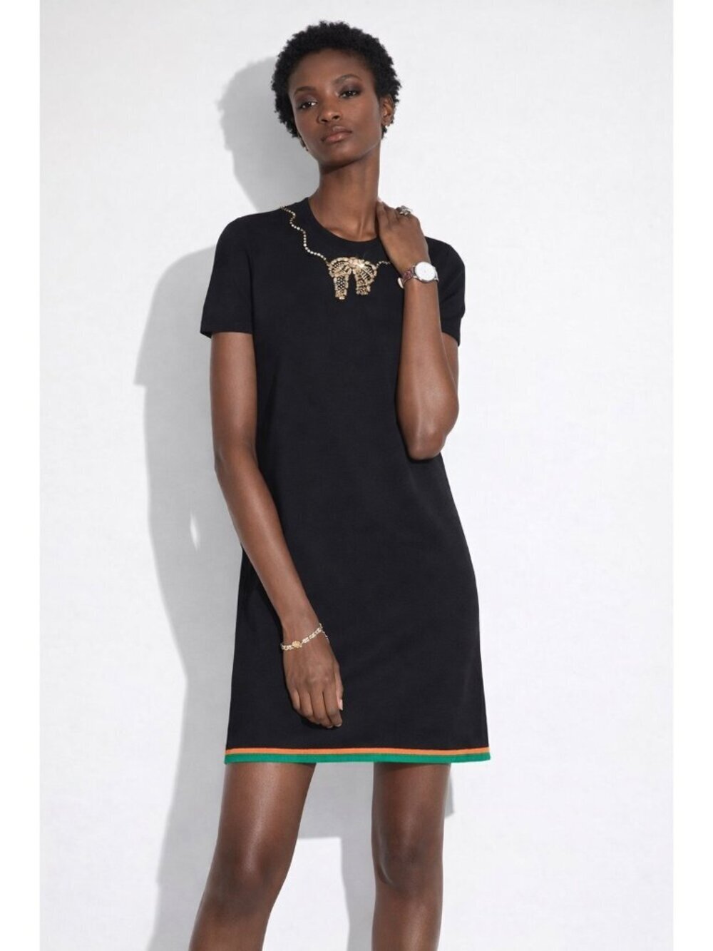 Coach 1941 Black Wool Sweater Dress Embellished Bow Rhinestone Sze M Luxury Knit